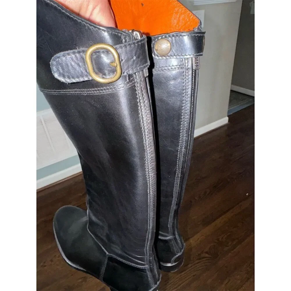 Fratelli‎ Rossetti Women's Knee-High Black Leather Riding Boots Size 9.5